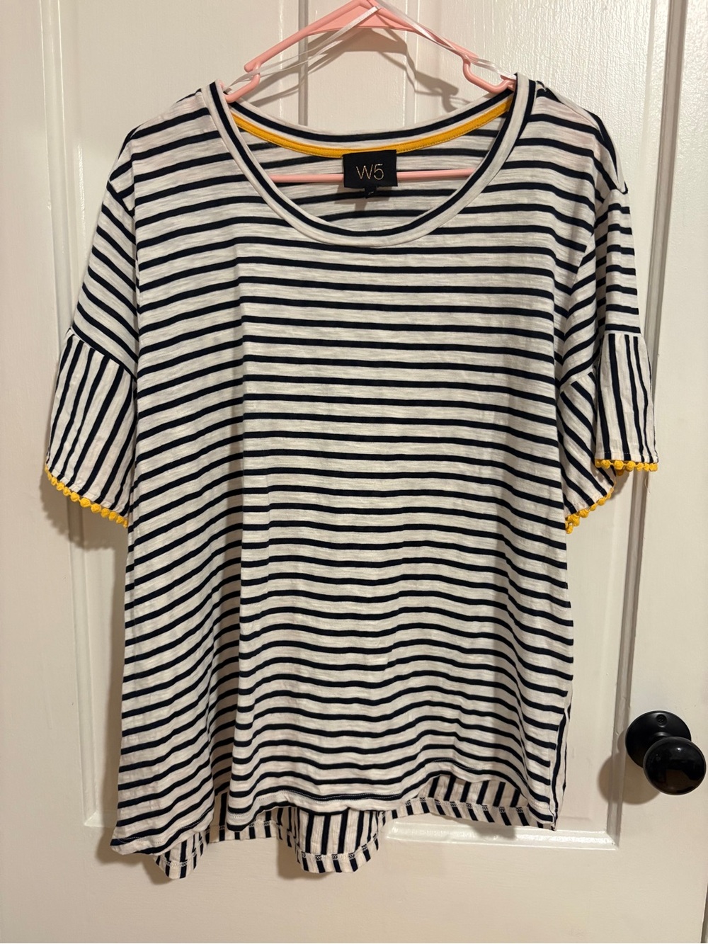 W5 Navy Striped BoHo Top